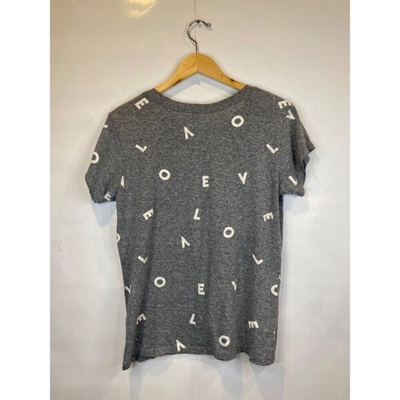 Current/Elliott Size 2 Small Gray Short Sleeve Love Letter Graphic Tee T Shirt - Picture 2 of 5